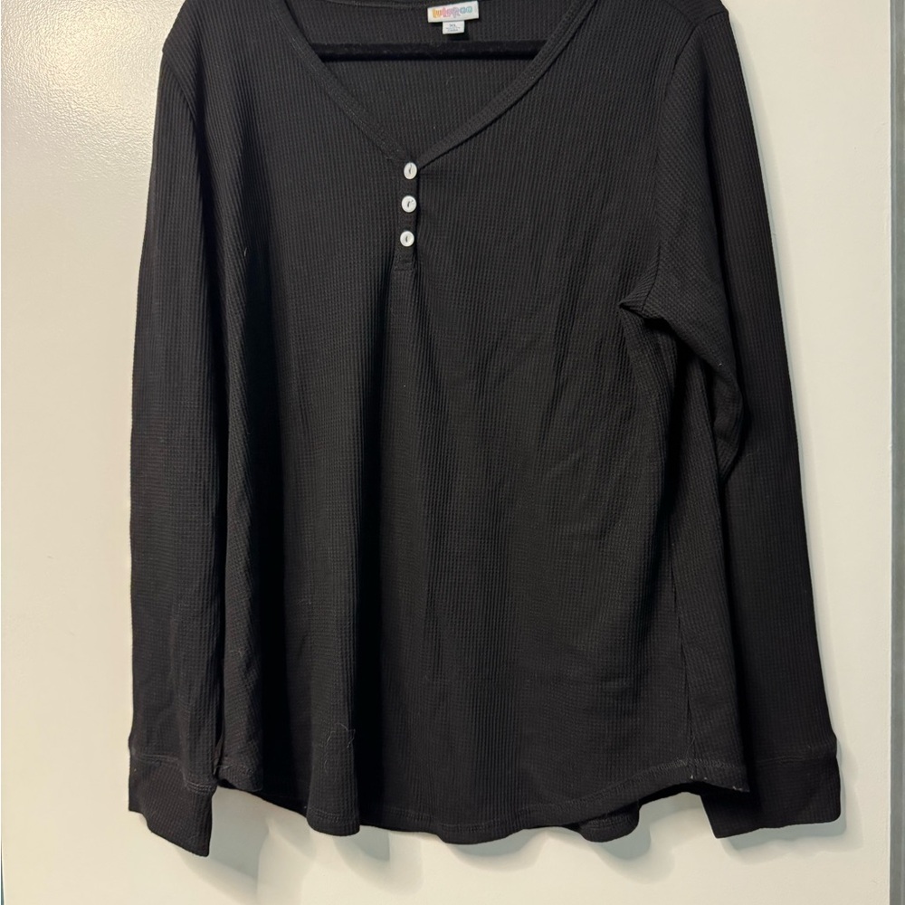 Lularoe Ruby - Black Long Sleeve V-Neck Top